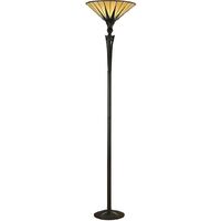 Interiors Dark Star - 1 Light Floor Lamp Uplighter Black, Tiffany Style Glass, E27