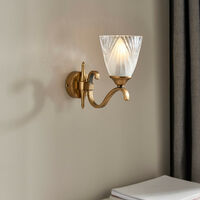 Interiors Columbia Brass - 1 Light Wall Light Antique Brass with Glass Shade, E14