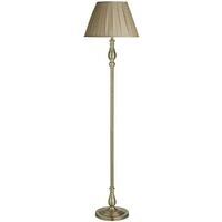 Searchlight Flemish - 1 Light Floor Lamp Antique Brass with Pleated Fabric Shade, E27