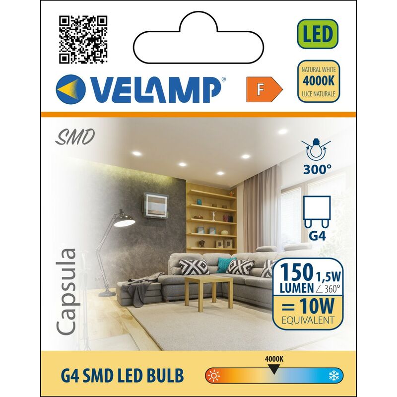 LED lamp 1W, G4, 4000K, 12V DC, SMD3014 – 1 pc/blister