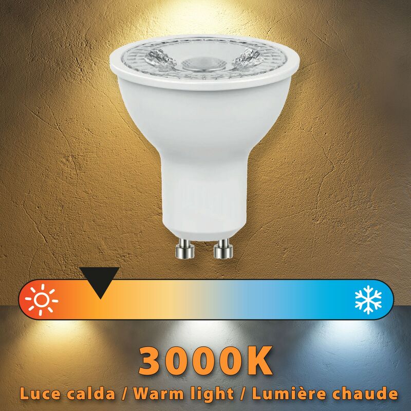 Lampadina SMD LED, Spot attacco GU10, 230V, 6W/450lm, 3000K, 38°