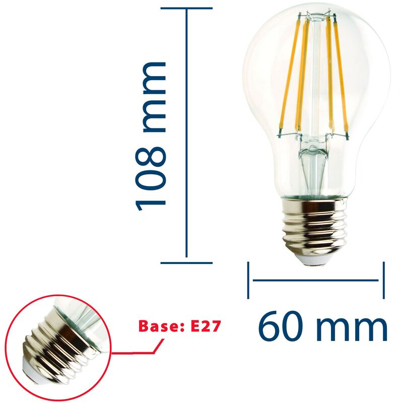 Lampadina LED a filamento Opal, Goccia A60, 8W/1055lm, base E27, 3000K