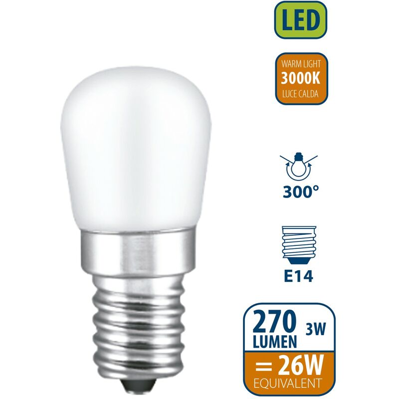 Lampadina SMD LED, Peretta ST26, 3W/270lm, base E14, 3000K. Speciale frigo