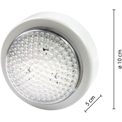 Luce a pressione tonda 3 led a pile pushlight bianco