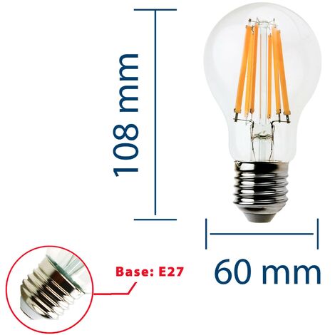 Lampadina LED a filamento, Goccia A60, 11W/1521lm, base E27, 2700K