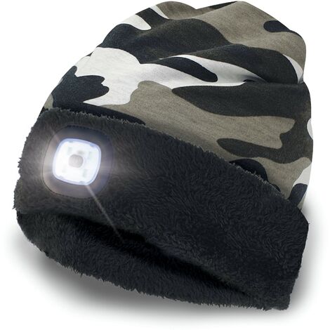 ATTILA cappellino con luce frontale LED ricaricabile Mimetico bianco