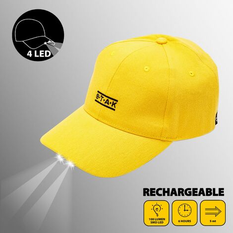 BATCAP: cappellino da baseball con luce LED ricaricabile. Giallo