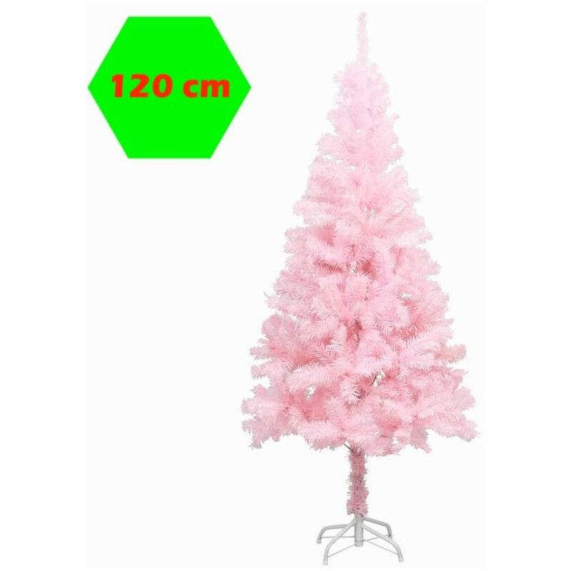 Sapin De Noël Artificiel Rose 120 Cm En PVC - 230 Pointes, Support En Acier, Réutilisable Pour Décoration Intérieure Ou Extérieure