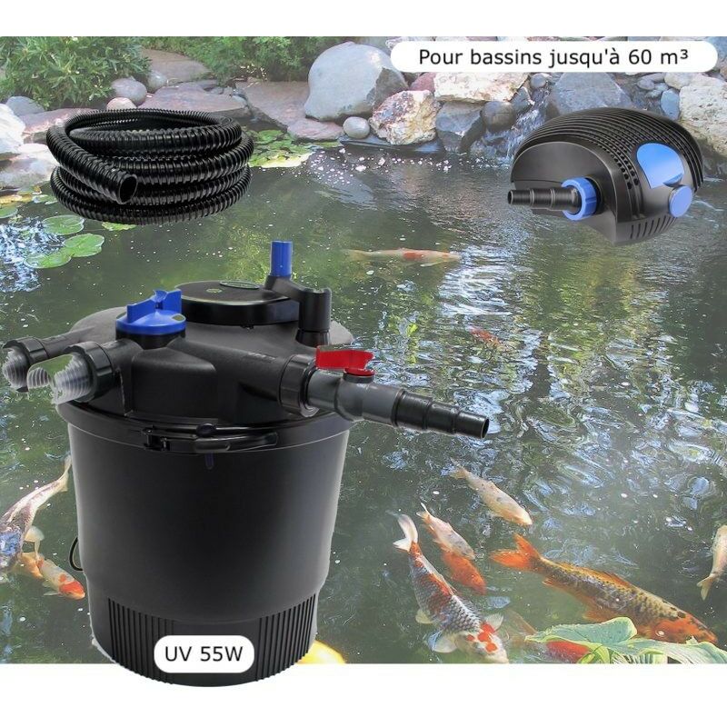 Kit Filtration Bassin SunSun - Filtre CBF-350C + Pompe NEO10000 + UV 36W - Jusqu'à 90 000 L - Pour Eau Claire Et Sans Algues