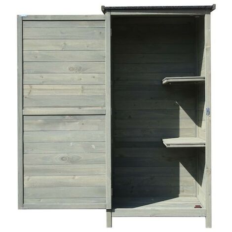 Le Poisson Qui Jardine – Armoire de jardin en bois vert avec toit plat et porte battante – Dimensions 69,5x52x142 cm – Étanchéité bitumineuse pour protection
