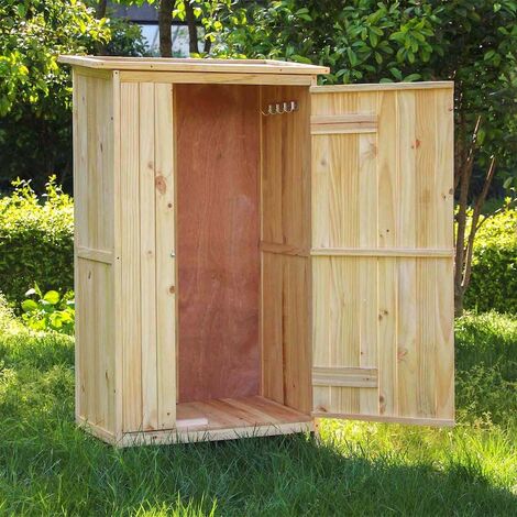 Le Poisson Qui Jardine – Armoire de jardin en bois d'épicéa 92 x 57 x 154 cm – Espace de rangement pour outils – Style rustique pour extérieur