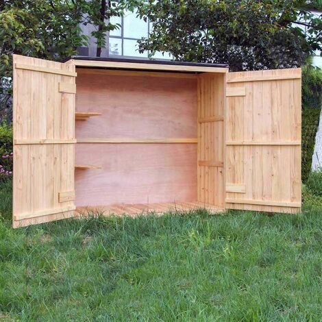Le Poisson Qui Jardine – Armoire de jardin en bois verni 136 x 127 x 58 cm – Double porte à accès facile – Protection contre intempéries – Rangement outils