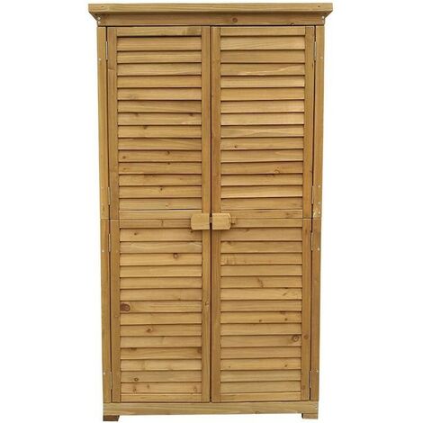 Armoire de jardin en bois d'épicéa avec portes à lamelles 870x465x1600mm et toit bitumé (1/5)