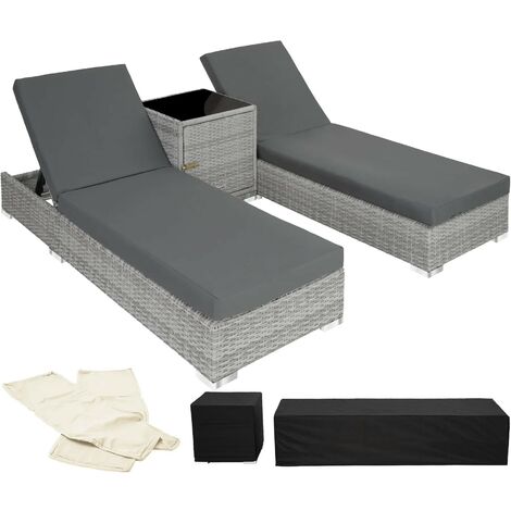 Bain de soleil GRIS duo avec multiples positions, 2 sets de housses et housse de protection noire (1/5)