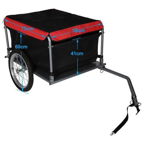 Le Poisson Qui Jardine – Remorque vélo pliable 65 kg – Timon rabattable pour rangement compact – Couvercle sécurisé avec fermeture crochets – Fabrication robuste