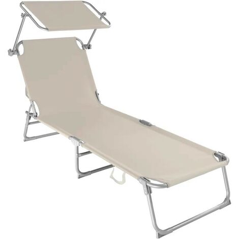 Transat acier beige pour un confort et une détente ultimes près de la piscine ou dans le jardin (1/5)