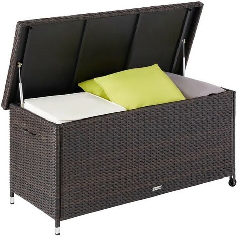 Coffre de jardin marron en rotin synthétique 120x55x61cm 270 L (1/5)