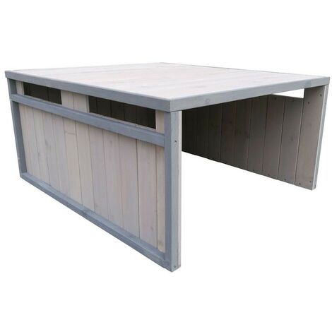 Le Poisson Qui Jardine – Cabane en bois gris pour robot tondeuse – Résistante aux intempéries – Dimensions 80x70x38 cm – Aérations latérales pour circulation d'air