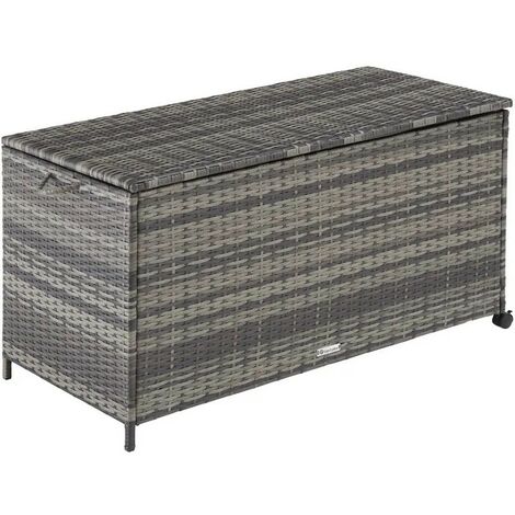 Coffre de rangement gris 297L avec cadre en aluminium et roues dimensions 117x54x64cm (1/5)