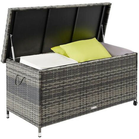 Coffre de jardin gris en rotin synthétique 120x55x61cm 270 L (1/5)