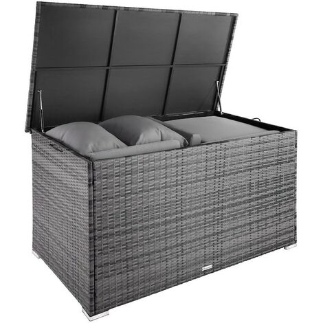 Très GRAND Coffre de jardin Gris en rotin synthétique 145cm 750 L (1/5)