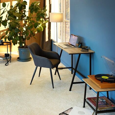 Table de bureau style industriel et loft en bois clair 100 cm (1/5)