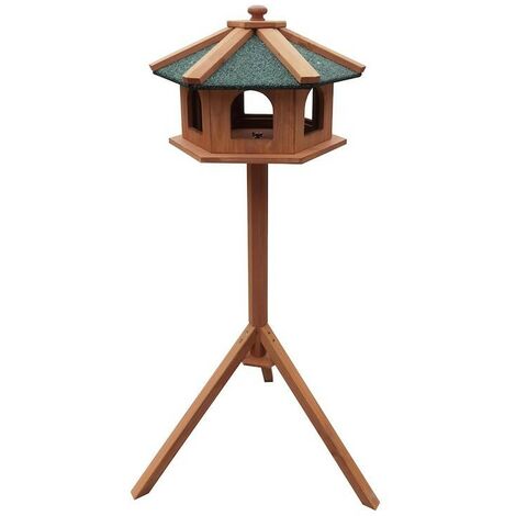 Abri kiosque avec mangeoire sur pied pour oiseaux sauvages - Hauteur de 115 cm (1/4)