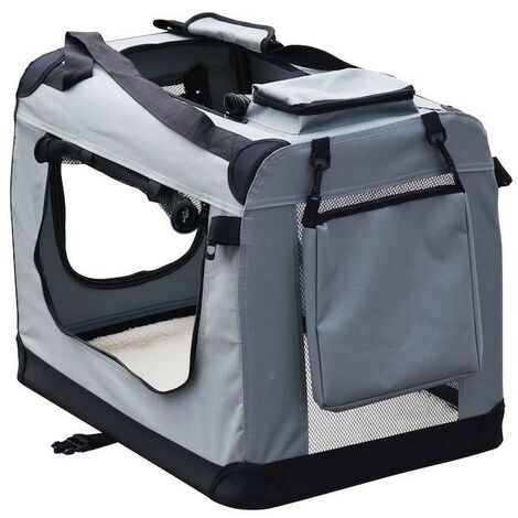 Sac de transport pliable L pour chiens 70x52x50cm Gris (1/5)