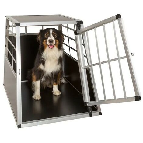 Cage grande de transport solide en métal et bois Arrière droit pour chiens