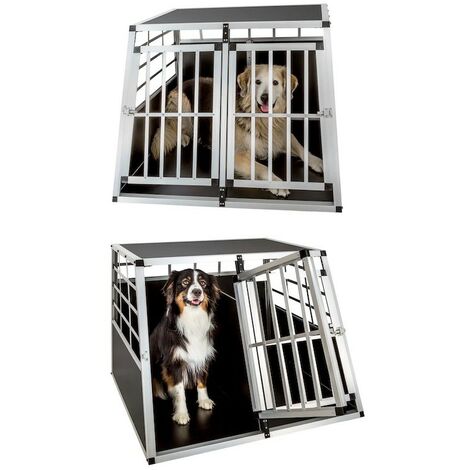 Grande Cage double de transport solide en métal et bois Arrière droit pour chiens