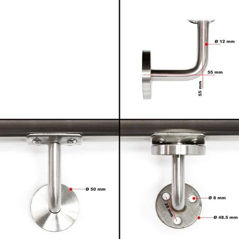 Rambarde, Rampe D'Escalier Ou Main Courante, 130 cm, Acier Inoxydable