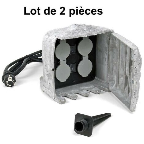 Lot de 2 Multiprises imitation pierre Étanche Pour Bassins De Jardin, Massifs De Fleurs (1/5)