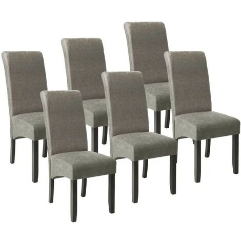 Lot de 6 Chaises de Salle à Manger gris aspect simili cuir avec pieds en bois résistants (1/5)