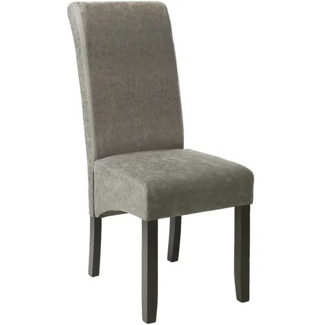 Chaise de Salle à Manger gris aspect simili cuir avec pieds en bois résistants (1/5)