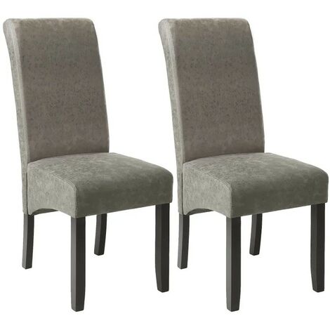 Lot de 2 Chaises de Salle à Manger gris aspect simili cuir avec pieds en bois résistants (1/5)