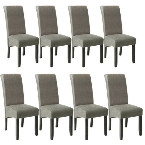Lot de 8 Chaises de Salle à Manger gris aspect simili cuir avec pieds en bois résistants (1/5)