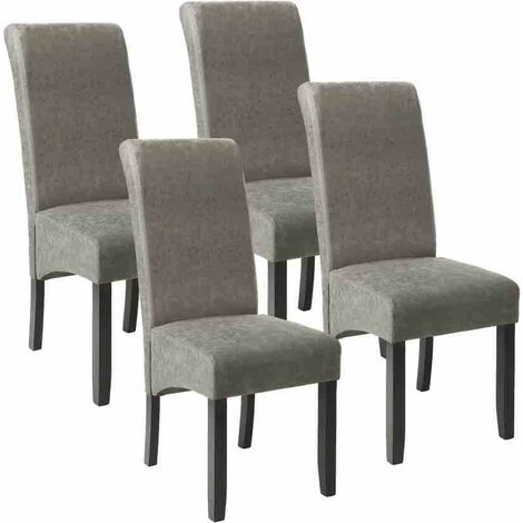 Lot de 4 Chaises de Salle à Manger gris aspect simili cuir avec pieds en bois résistants (1/5)