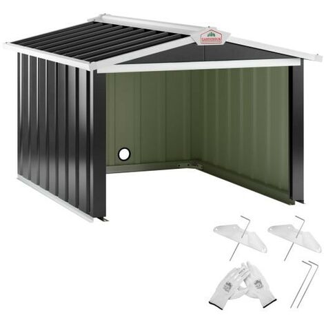 Le Poisson Qui Jardine – Garage pour robot tondeuse en tôle d'acier galvanisée – Dimensions 100 x 86 x 63 cm – Guide-câble intégré pour câbles organisés - GRIS 100 X