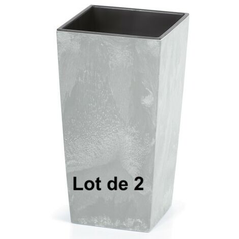 Lot de 2 Pots de fleurs imitation béton clair 91 l 40 x 40 x 75 (1/4)