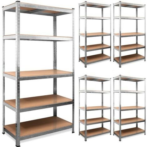 Lot de 5 Étagères Modulables à Charge Lourde Grise : 180 X 90 X 40 cm Robuste et Polyvalente, 875 kg (1/5)