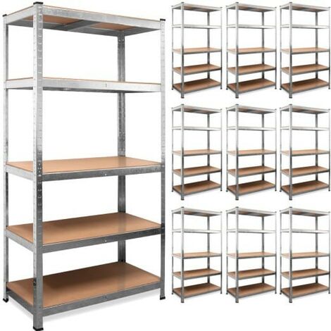 Lot de 10 Étagères Modulables à Charge Lourde Grise : 180 X 90 X 40 cm Robuste et Polyvalente, 875 kg (1/5)