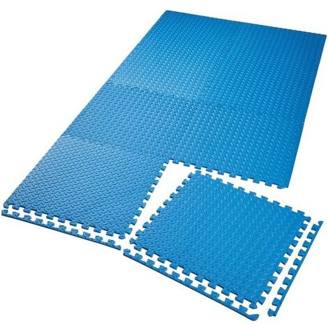 Tapis Sport & Jeu en Mousse Bleu - 24 Pièces 62 X 62 cm + bord de finition (1/5)