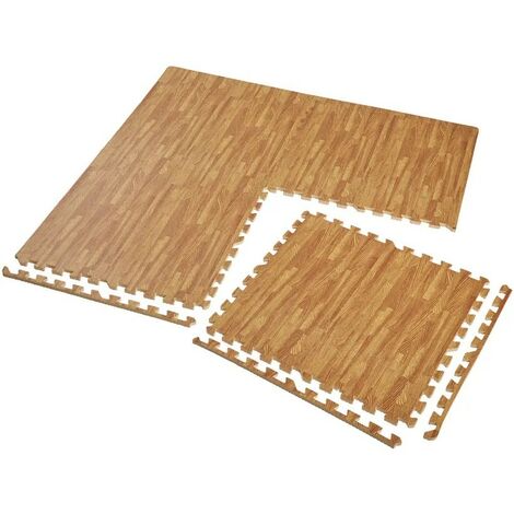 Tapis Sport & Jeu en Mousse Couleur Bois - 24 Pièces 62 X 62 cm + bord de finition (1/5)