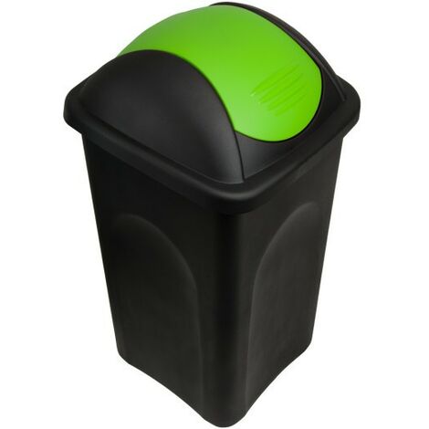 Poubelle domestique 60 l. Verte et noire. Couvercle rapide (1/3)