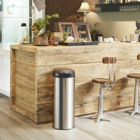 Poubelle automatique 30 l. Grise en inox Couvercle rapide (1/5)