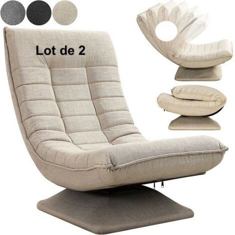 Lot de 2 Fauteuils Designs et Relax Tissu crème. Idéal pour la relaxation et le bien-être (1/5)