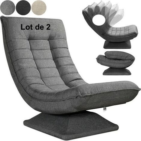 Lot de 2 Fauteuils Designs et Relax Tissu gris. Idéal pour la relaxation et le bien-être (1/5)