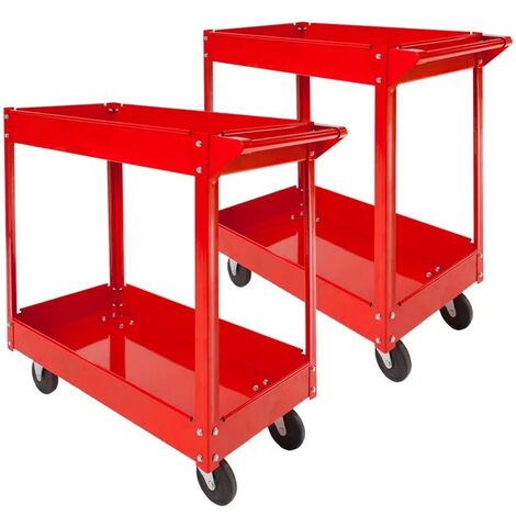 Lot de 2 Chariots ou Servantes d'atelier en métal, pratique 2 étagères (1/5)