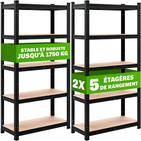 Lot de 2 Étagères Modulables à Charge Lourde Noire : 180 X 90 X 40 cm Robuste et Polyvalente, 875 kg (1/5)