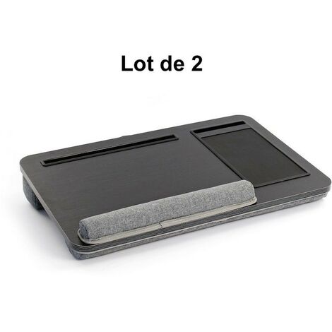 Lot de 2 Plateaux pour Ordinateur Portable Noir avec Coussin : Confort et Polyvalence pour le Travail et le Divertissement (1/5)